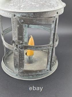 Antique Tin Mica Window Candle Lantern