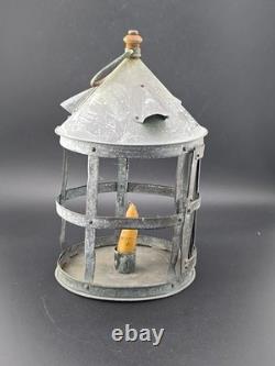 Antique Tin Mica Window Candle Lantern