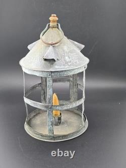 Antique Tin Mica Window Candle Lantern