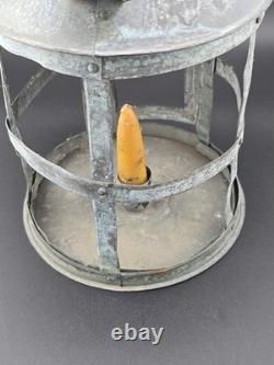 Antique Tin Mica Window Candle Lantern