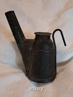 Antique Tin Miners Lamp Mining Tool Hat Mount Teapot Lantern