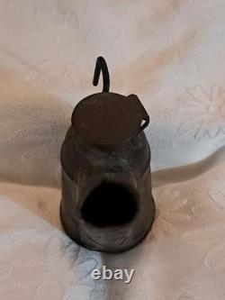 Antique Tin Miners Lamp Mining Tool Hat Mount Teapot Lantern