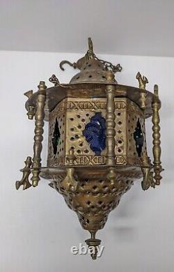 Antique Turkish Moroccan Moorish Islamic Hanging Pendant Brazier Lantern Lamp