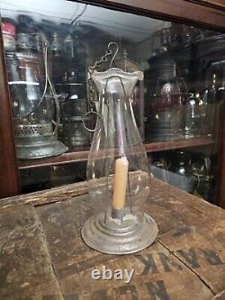 Antique Unmarked Chain Pull Carry Candle Lamp Lantern