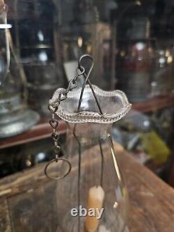 Antique Unmarked Chain Pull Carry Candle Lamp Lantern