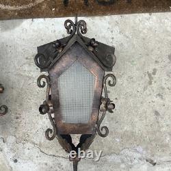 Antique VINTAGE Spanish lantern hurricane Lamp ARCHITECTURAL SALVAGE