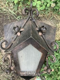 Antique VINTAGE Spanish lantern hurricane Lamp ARCHITECTURAL SALVAGE