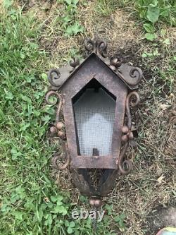 Antique VINTAGE Spanish lantern hurricane Lamp ARCHITECTURAL SALVAGE