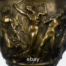 Antique Victorian 19th Century Bronze Greco-Roman Urn 32 Tall Lamp Marble Base