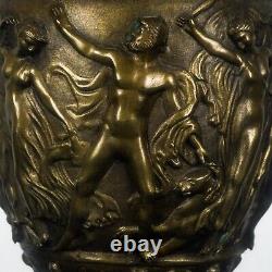 Antique Victorian 19th Century Bronze Greco-Roman Urn 32 Tall Lamp Marble Base