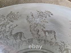 Antique Victorian Bradley & Hubbard Oil Lamp Ornate Base Etched Globe Unused