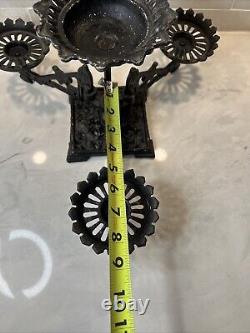 Antique Victorian Cast Iron Swing Arm Oil Lamp Lantern Holder