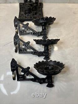 Antique Victorian Cast Iron Swing Arm Oil Lamp Lantern Holder