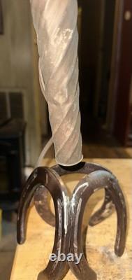 Antique Victorian Copper Carriage Lantern WithElectric Light & Horseshoe Stand