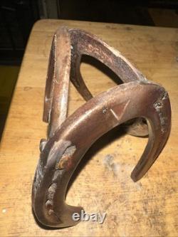 Antique Victorian Copper Carriage Lantern WithElectric Light & Horseshoe Stand