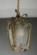 Antique Victorian Ornate Brass Frosted Glass Ceiling Lantern Pendant Lamp