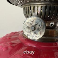 Antique Victorian Pink Cranberry Milk Glass Oil Lantern Electric Parlor Lamp