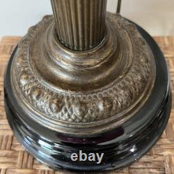 Antique Victorian Pink Cranberry Milk Glass Oil Lantern Electric Parlor Lamp