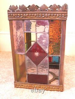 Antique Victorian Stained Glass Hall Lantern For Restoration