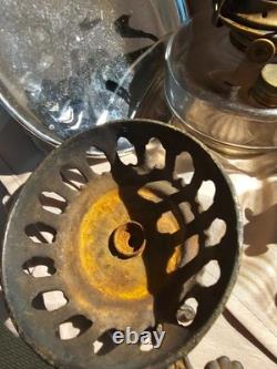 Antique Victorian cast Iron Wall hanging Oil Lamp with Mercury Reflector