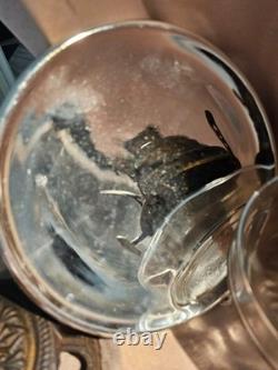 Antique Victorian cast Iron Wall hanging Oil Lamp with Mercury Reflector
