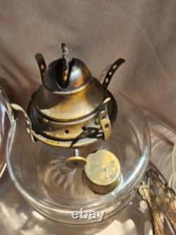 Antique Victorian cast Iron Wall hanging Oil Lamp with Mercury Reflector
