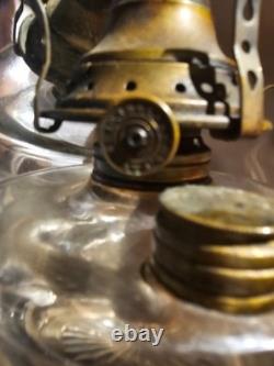 Antique Victorian cast Iron Wall hanging Oil Lamp with Mercury Reflector
