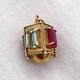 Antique Vintage 14K Yellow Gold 3D Lantern Gemstone Charm Pendant