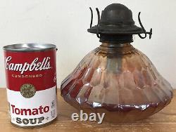 Antique Vintage 1900s Iridescent Art Deco Geometric Glass Oil Lantern Lamp Base