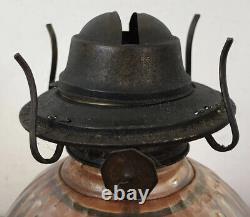 Antique Vintage 1900s Iridescent Art Deco Geometric Glass Oil Lantern Lamp Base