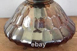 Antique Vintage 1900s Iridescent Art Deco Geometric Glass Oil Lantern Lamp Base