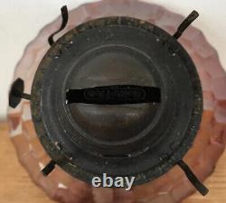Antique Vintage 1900s Iridescent Art Deco Geometric Glass Oil Lantern Lamp Base
