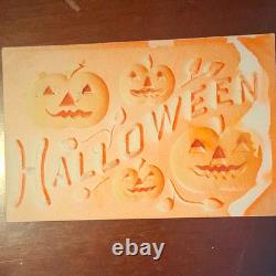 Antique Vintage 1906 Halloween Postcard Jack-o'-Lantern Pumpkins Orange