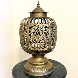 Antique Vintage 1930's Pierced Brass Ornate Shinto Shrine Lantern Heavy
