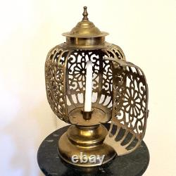 Antique Vintage 1930's Pierced Brass Ornate Shinto Shrine Lantern Heavy