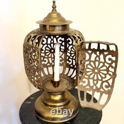 Antique Vintage 1930's Pierced Brass Ornate Shinto Shrine Lantern Heavy
