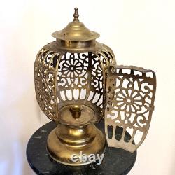 Antique Vintage 1930's Pierced Brass Ornate Shinto Shrine Lantern Heavy