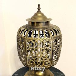 Antique Vintage 1930's Pierced Brass Ornate Shinto Shrine Lantern Heavy