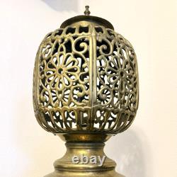 Antique Vintage 1930's Pierced Brass Ornate Shinto Shrine Lantern Heavy
