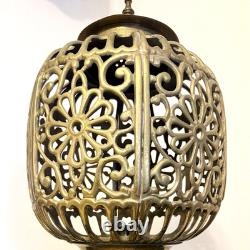 Antique Vintage 1930's Pierced Brass Ornate Shinto Shrine Lantern Heavy