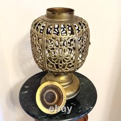 Antique Vintage 1930's Pierced Brass Ornate Shinto Shrine Lantern Heavy Antique Vintage 1930's Pierced Brass Ornate Shinto Shrine Lantern Heavy
