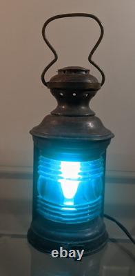 Antique Vintage 9 Port Navigational Bridge Blue Ship Light Nautical Light