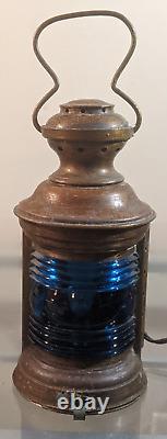 Antique Vintage 9 Port Navigational Bridge Blue Ship Light Nautical Light