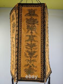 Antique Vintage Asian Paper Hand Painted Hanging Light Shade Lantern