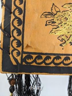 Antique Vintage Asian Paper Hand Painted Hanging Light Shade Lantern