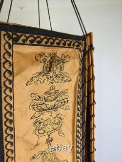 Antique Vintage Asian Paper Hand Painted Hanging Light Shade Lantern