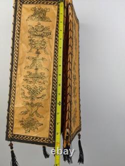 Antique Vintage Asian Paper Hand Painted Hanging Light Shade Lantern
