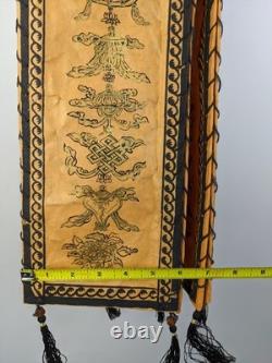 Antique Vintage Asian Paper Hand Painted Hanging Light Shade Lantern
