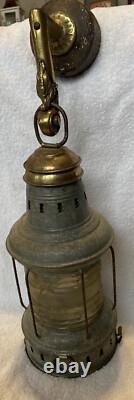Antique Vintage Brass Galvanized Nautical Marine Boat Lantern RARE Collectible