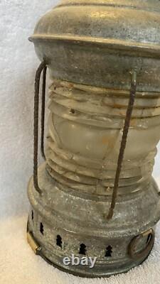 Antique Vintage Brass Galvanized Nautical Marine Boat Lantern RARE Collectible
